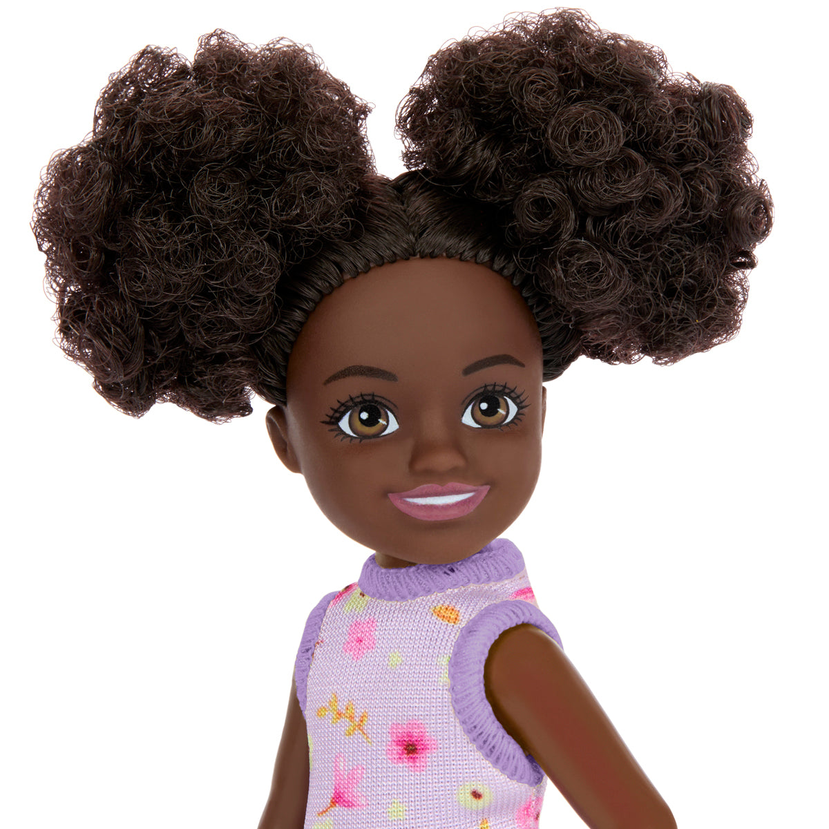 Barbie Chelsea Club Girl Doll 14cm – Purple Floral Dress with Dark Hair