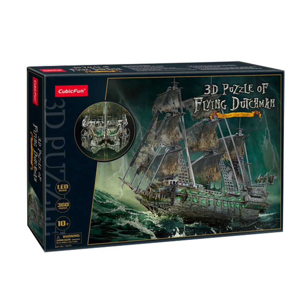 CubicFun 3D Puzzle Flying Dutchman – 360 Pieces with LED Lights Pirate Ship Model