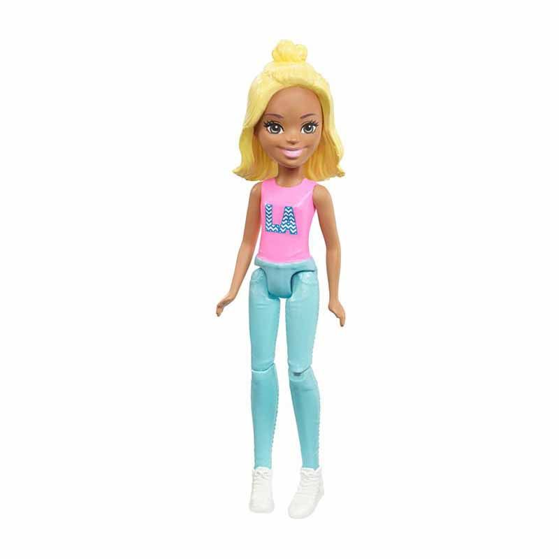 Mattel Barbie On The Go LA Pink Vest Doll FHV57 – 4" Mini Fashion Doll with Bobble Head