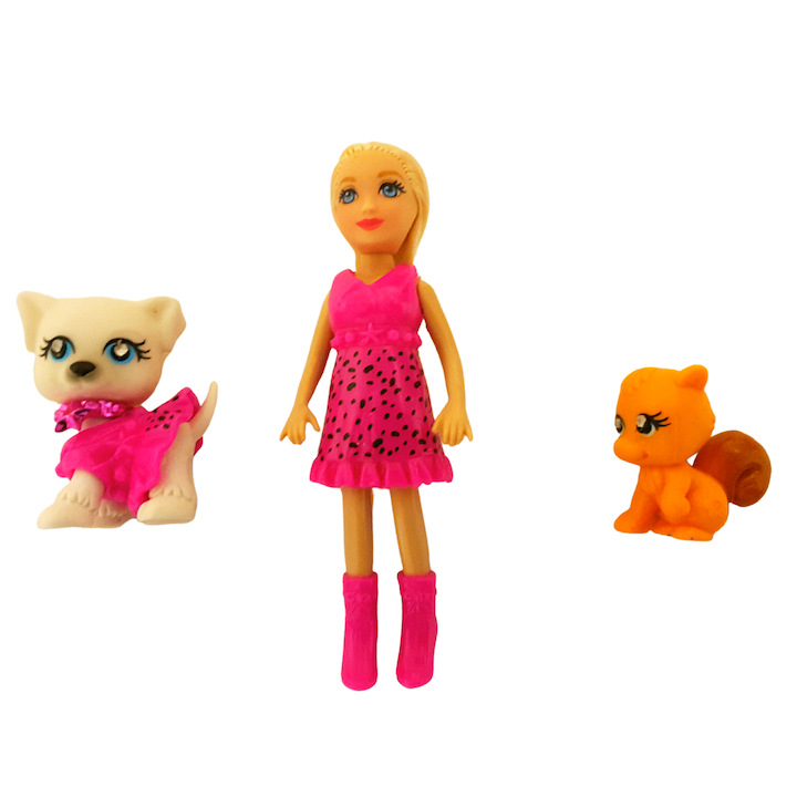 Mattel Polly Pocket Sparkling Pets 2008 L9814 – Polly Mini Doll & Collectible Pets