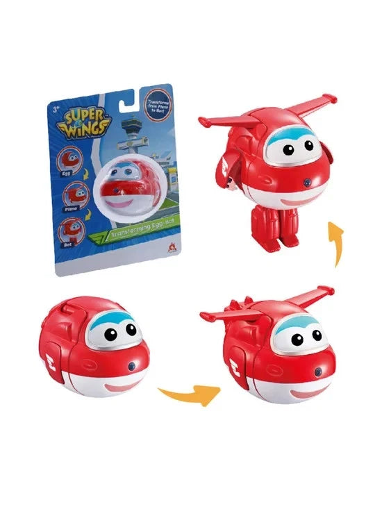 Super Wings Transform Egg Bot – Jett Figure – Plane to Robot Toy for Kids