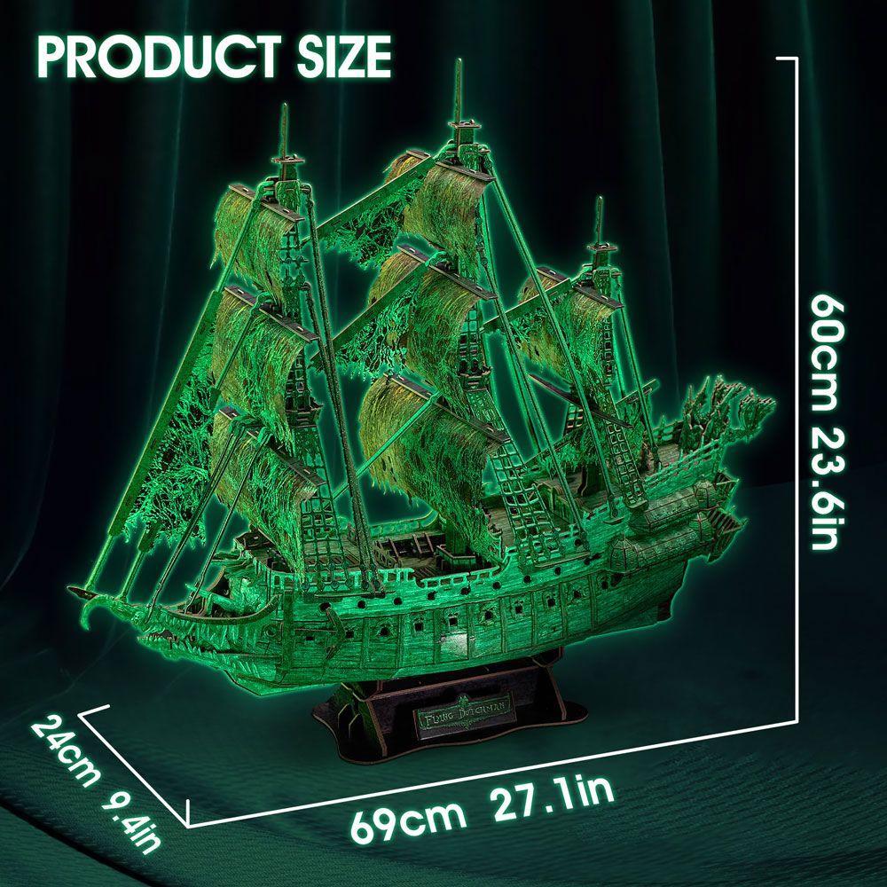 CubicFun 3D Puzzle Flying Dutchman – 360 Pieces Glow in the Dark Pirate Ship Model