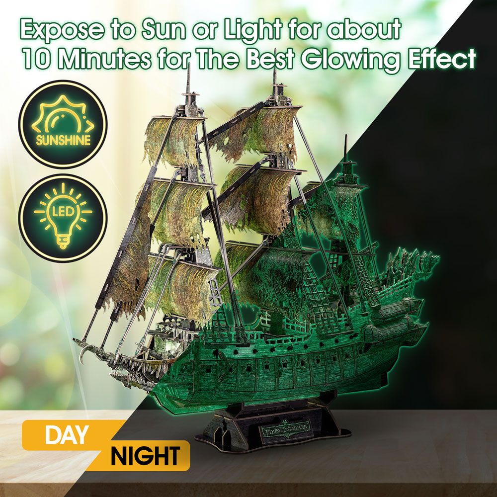 CubicFun 3D Puzzle Flying Dutchman – 360 Pieces Glow in the Dark Pirate Ship Model