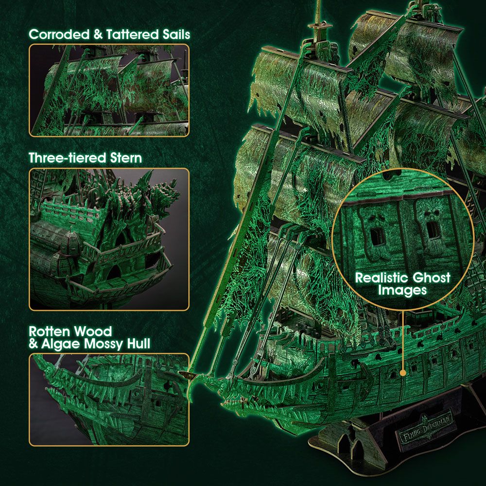 CubicFun 3D Puzzle Flying Dutchman – 360 Pieces Glow in the Dark Pirate Ship Model