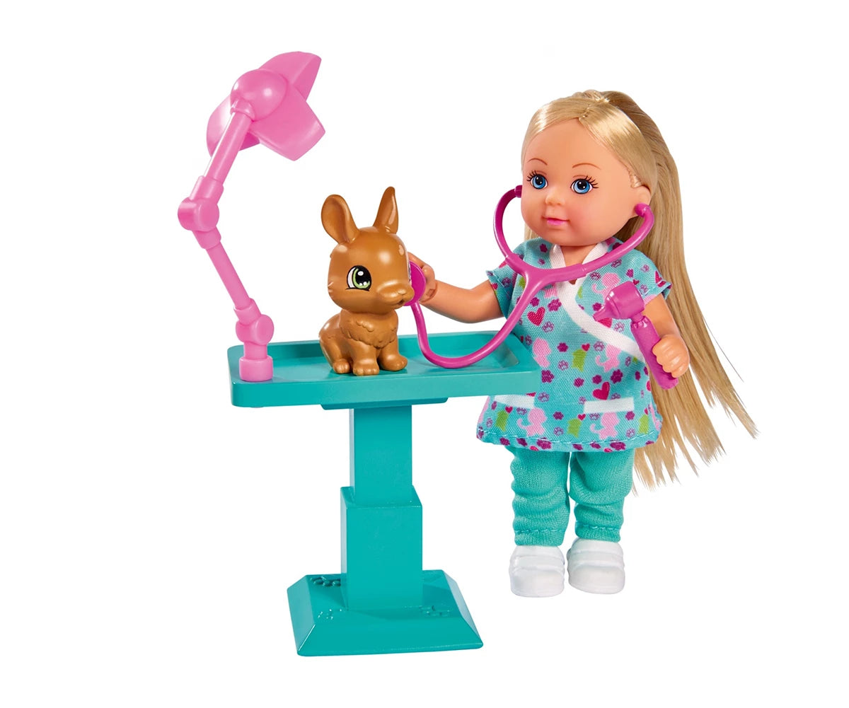 Simba Toys Evi Love Doctor Evi Clinic Vet – Doll Playset with Animal & Accessories