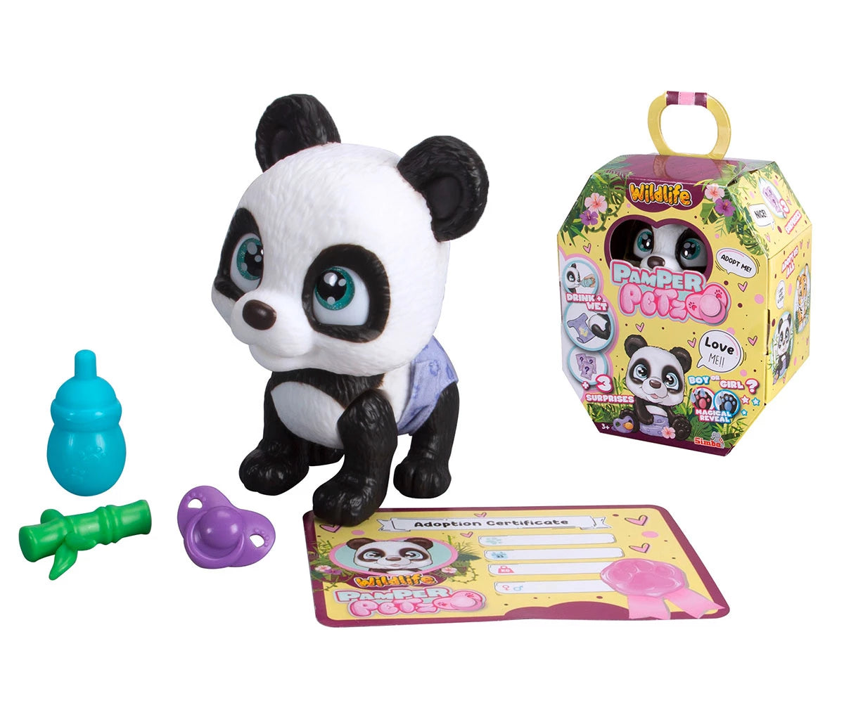 Simba Toys Pamper Petz Panda 15cm – Soft Interactive Pet Toy with Accessories