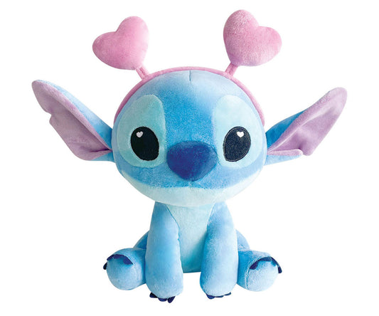 Disney Stitch Valentine’s Day Plush Toy 23cm – Blue Alien with Pink Heart Headband