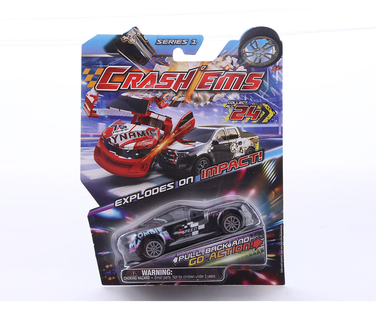 Crash’ems Series 1 Exploding Pull Back Crash Cars Action Toy 24 to Collect