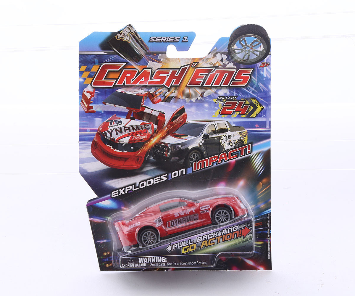Crash’ems Series 1 Exploding Pull Back Crash Cars Action Toy 24 to Collect