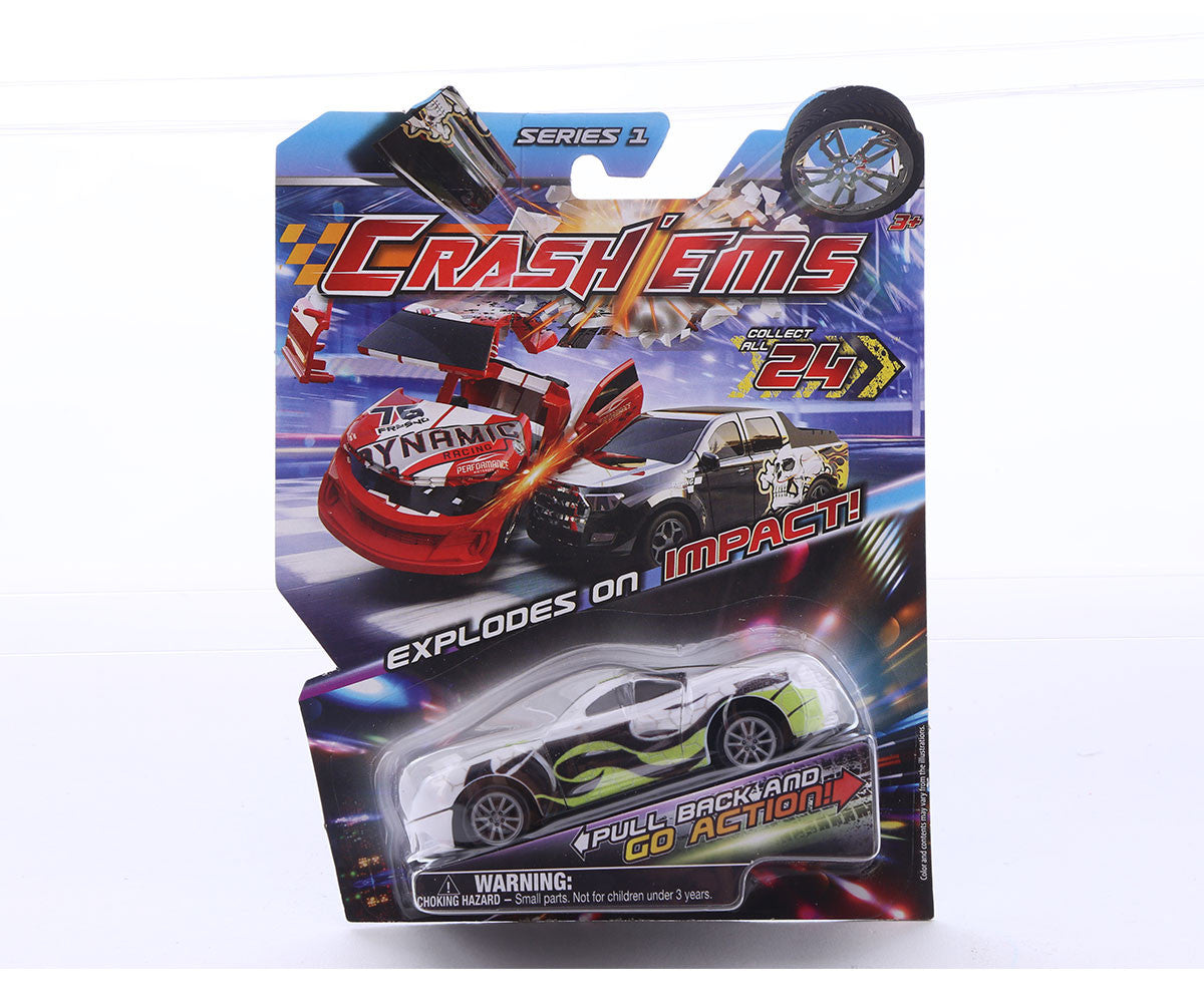 Crash’ems Series 1 Exploding Pull Back Crash Cars Action Toy 24 to Collect