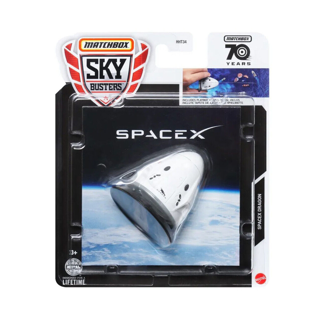 Matchbox Sky Busters HHT59 70 Years SpaceX Dragon – Detailed Diecast Spacecraft Model