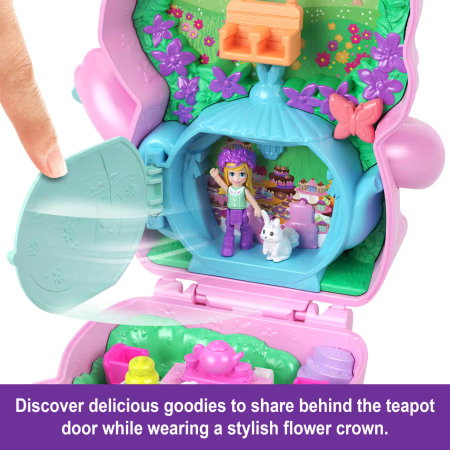 Mattel Polly Pocket Tea Party Bunny Compact Playset JCR40 – Micro Doll & Pet Bunnies