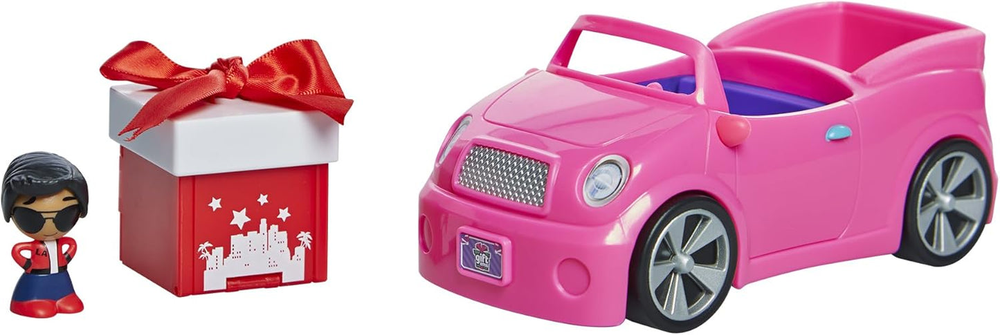 Jakks Pacific Gift’ems Pink Sports Car with Exclusive Boy Driver – Collectible Mini Doll Playset