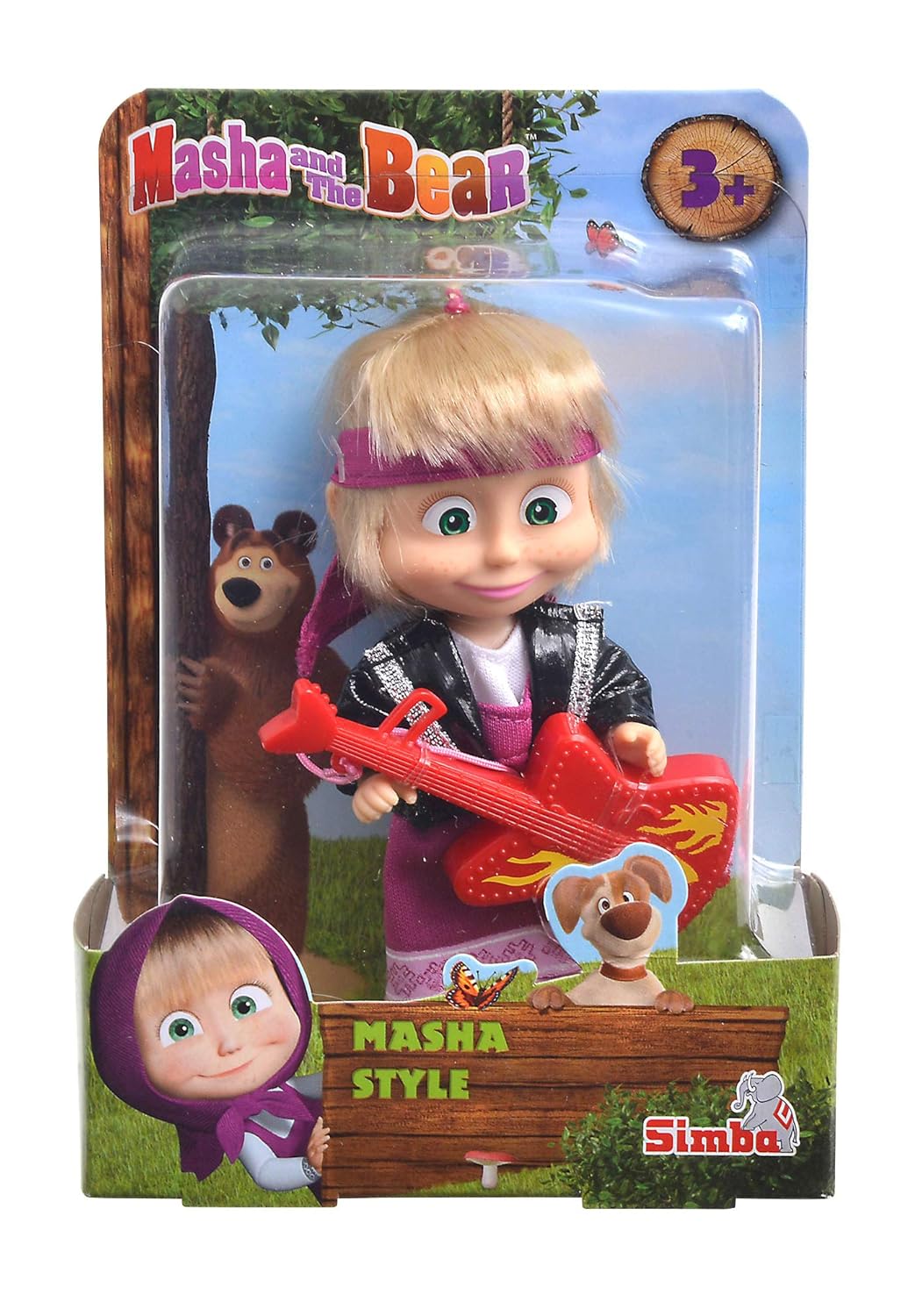 Simba Masha and The Bear Masha Style 5" Doll Masha with Guitar Musician