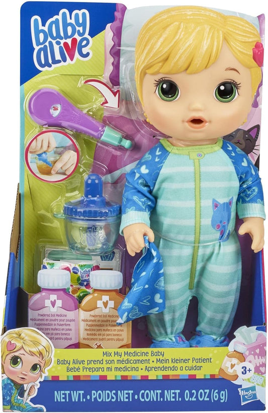 Hasbro Baby Alive Mix My Medicine Baby Doll – Kitty-Cat Pajamas | Interactive Doctor Doll, Drinks & Wets