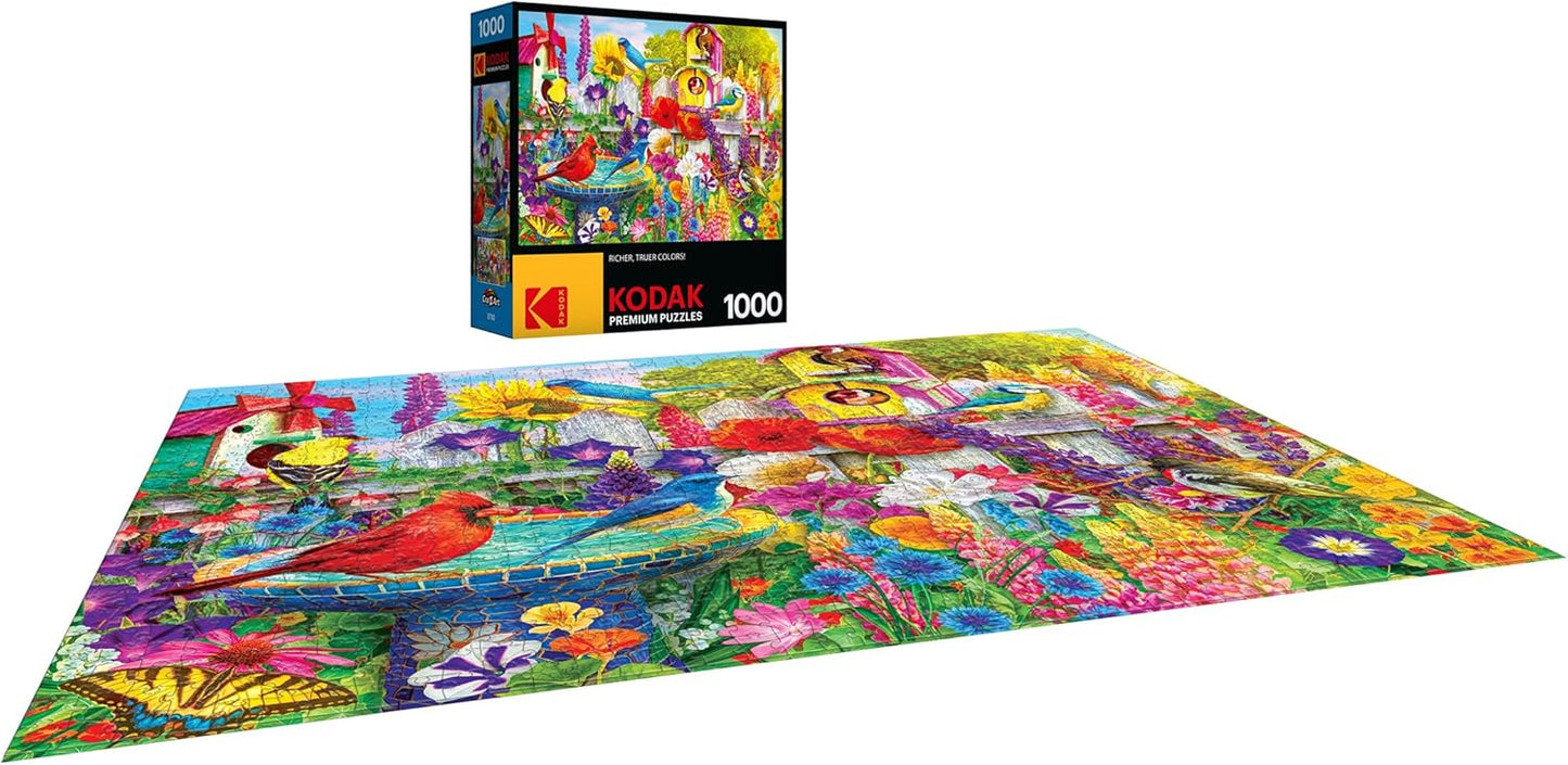 RoseArt Kodak Premium Bird Bath Garden Jigsaw Puzzle – 1000 Pieces for Adults