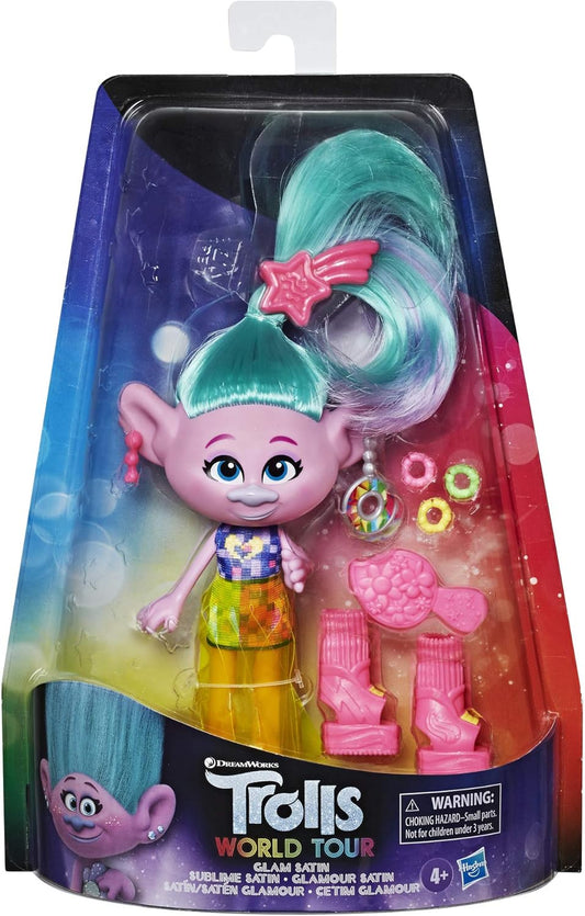 DreamWorks Trolls World Tour Glam Satin Fashion Doll by Hasbro