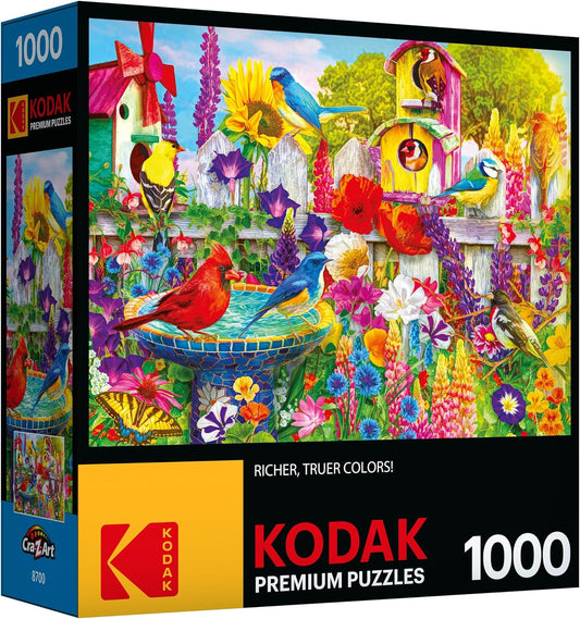 RoseArt Kodak Premium Bird Bath Garden Jigsaw Puzzle – 1000 Pieces for Adults