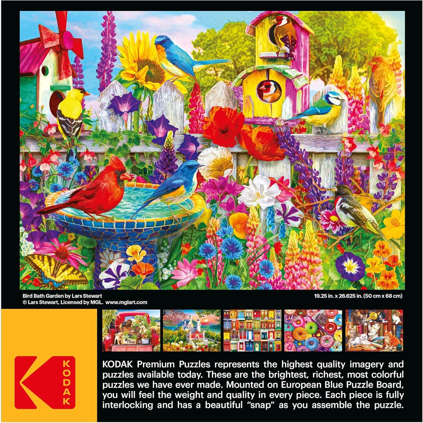 RoseArt Kodak Premium Bird Bath Garden Jigsaw Puzzle – 1000 Pieces for Adults