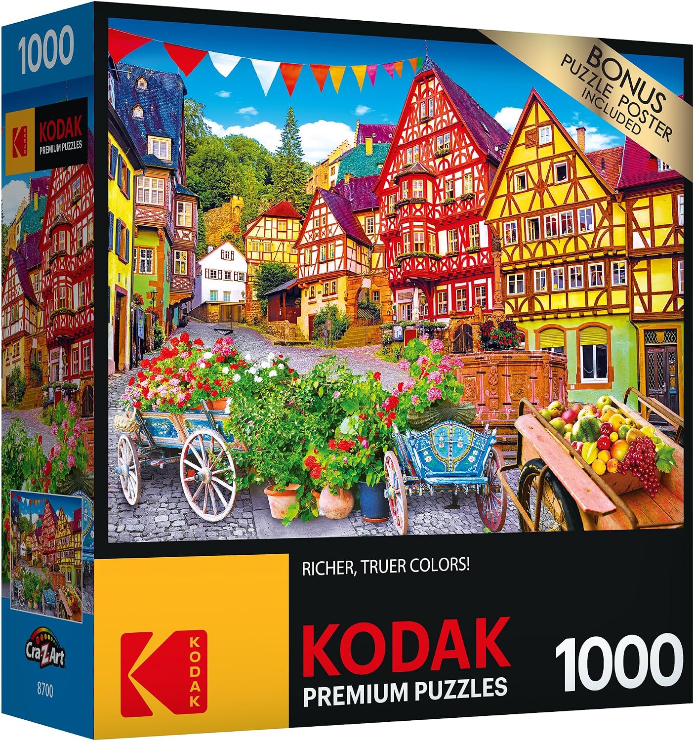 RoseArt Kodak Premium Colorful European Town Jigsaw Puzzle – 1000 Pieces for Adults