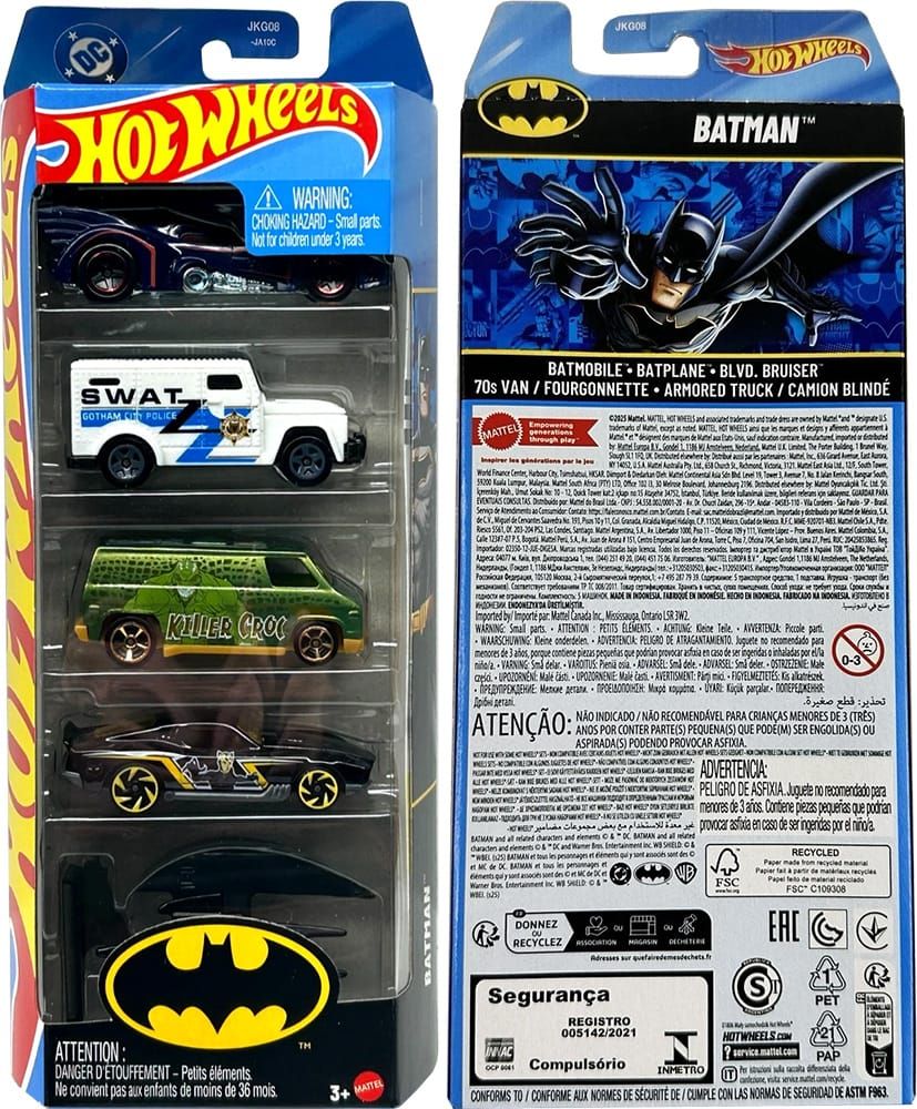 Hot Wheels JKG08 Batman 5-Pack 2026 Batmobile Batplane GCPD Catwoman Killer Croc