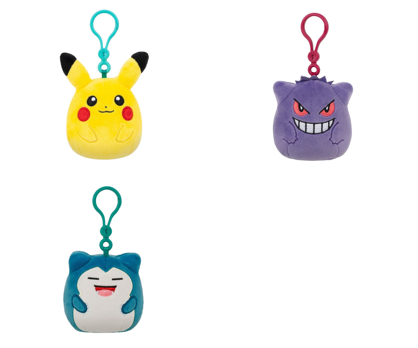 Jazwares Pokémon Squishmallows Clip-On Plush 8cm – Pikachu, Snorlax & Gengar | Choose Your Character