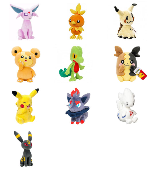 Jazwares Pokémon Squishmallows Plush 15 cm – Umbreon, Espeon, Mimikyu, Torchic, Teddiursa, Treecko & More | Choose Your Character