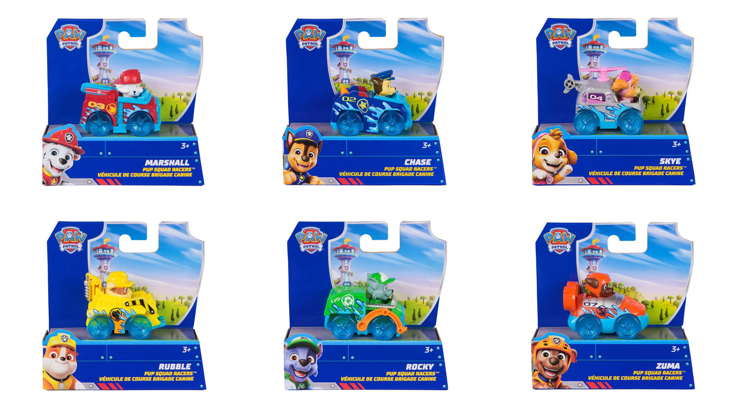 Spin Master PAW Patrol Pup Squad Racers Vehicle – Chase, Marshall, Skye, Rocky, Rubble & Zuma | Choose Your Character