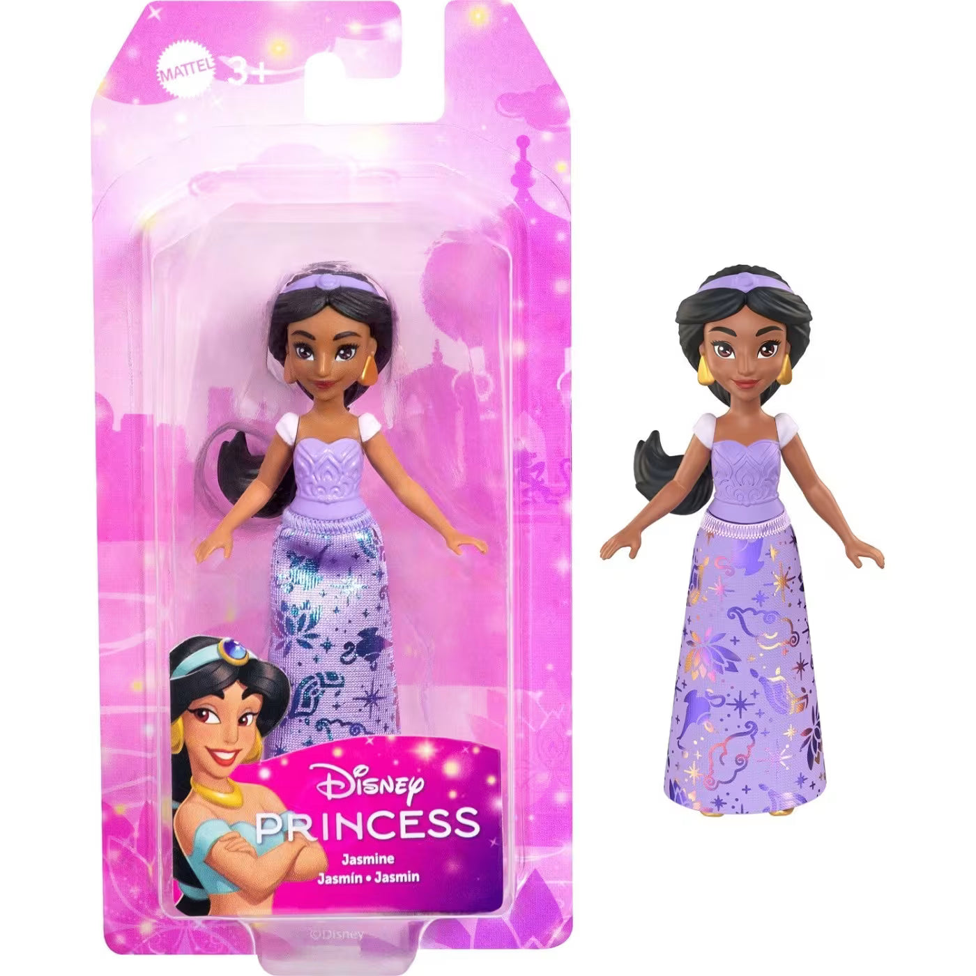 Mattel Disney Princess Jasmine 9 cm Articulated Mini Doll HLW69 – Purple Dress Outfit