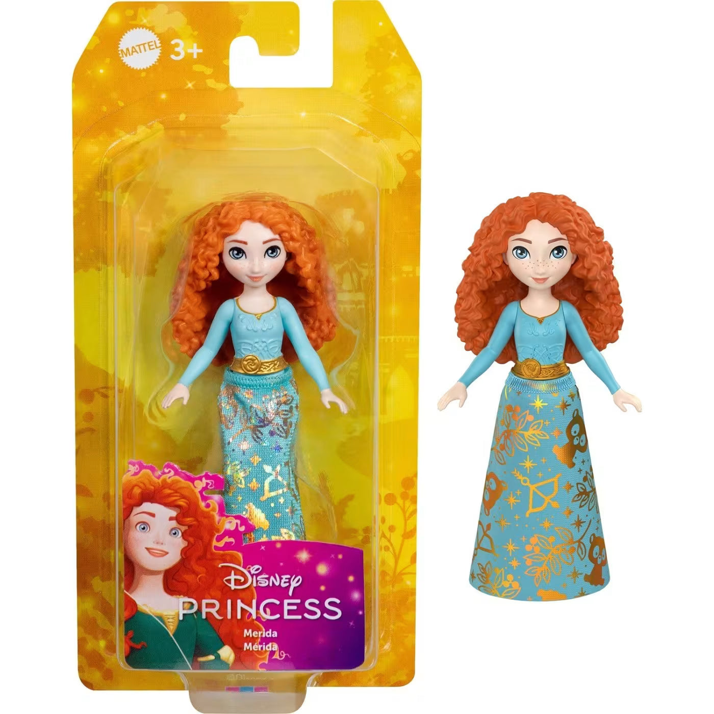 Disney Princess Merida Shiny Outfit Mini Doll 9cm – Articulated Figure JBX52 by Mattel