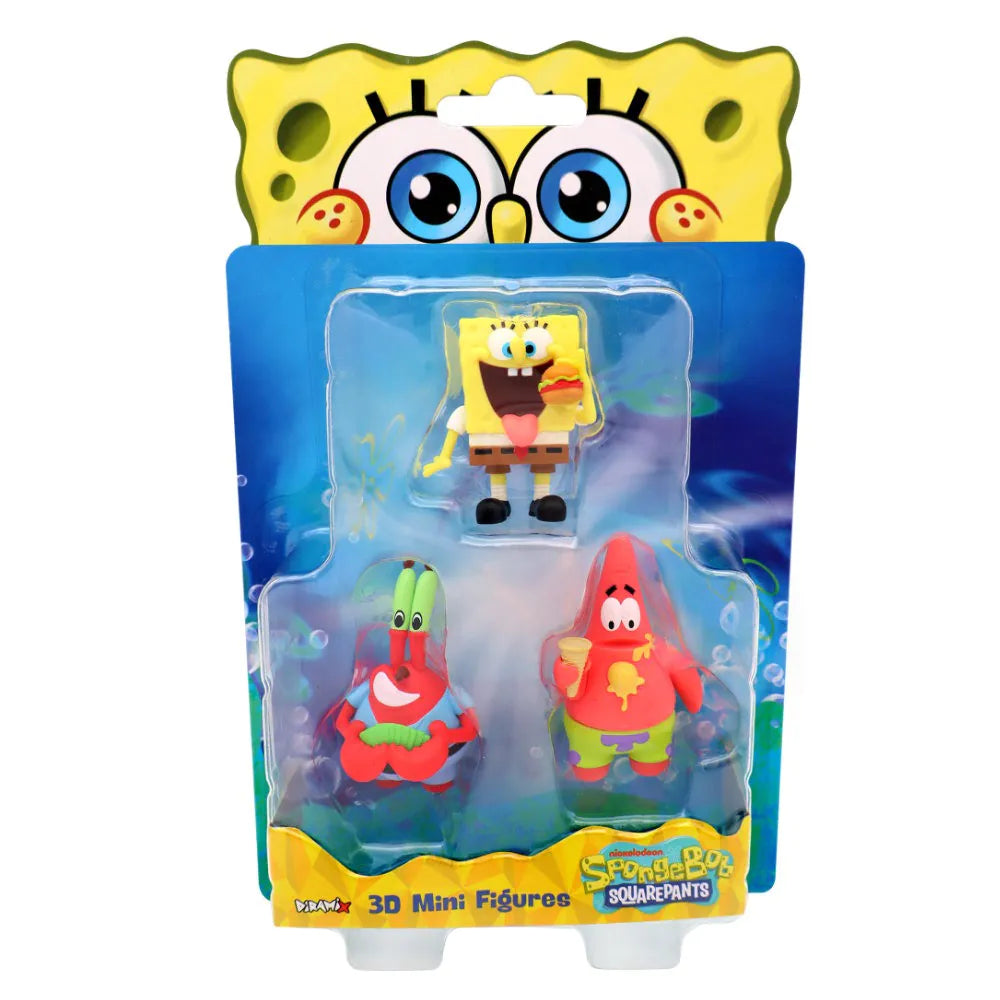 Diramix SpongeBob 3D Mini Figures Set of 3 – Collectible Characters | Assorted Models