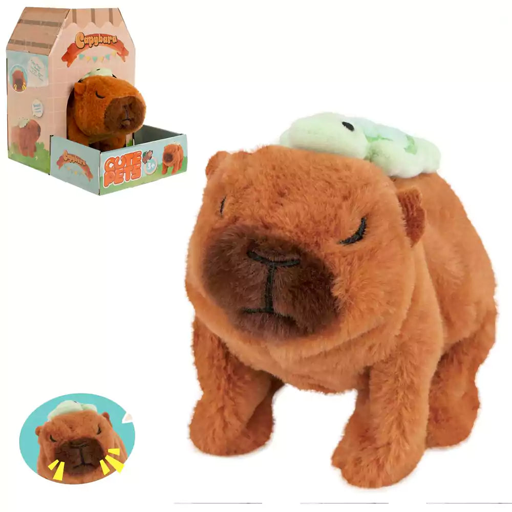 Interactive Capybara Toy – Brown Plush with Movement & Sound – Kids Animal Toy