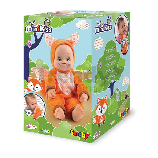 Smoby MiniKiss Fox Baby Doll 30cm – Soft Body Doll with Kissing Sound | Ages 12 Months+