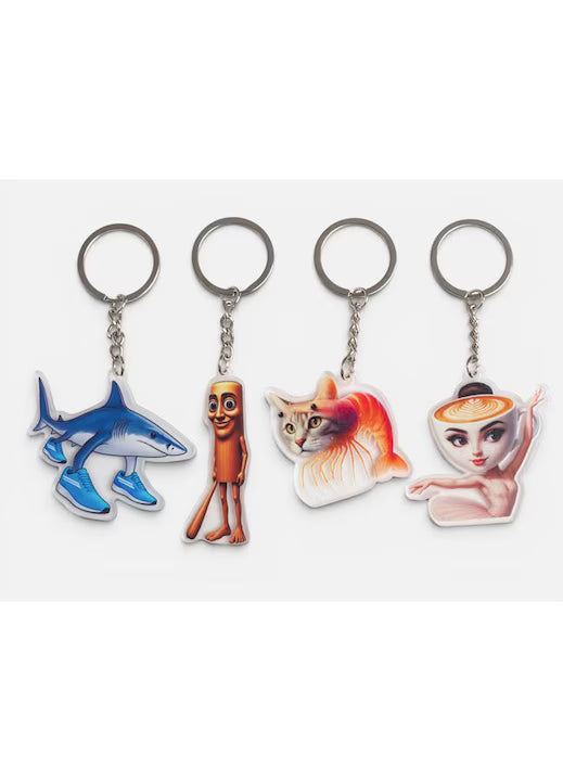 Italian Brainrot Keychain Figure Set 10cm – 4 Viral Meme Characters