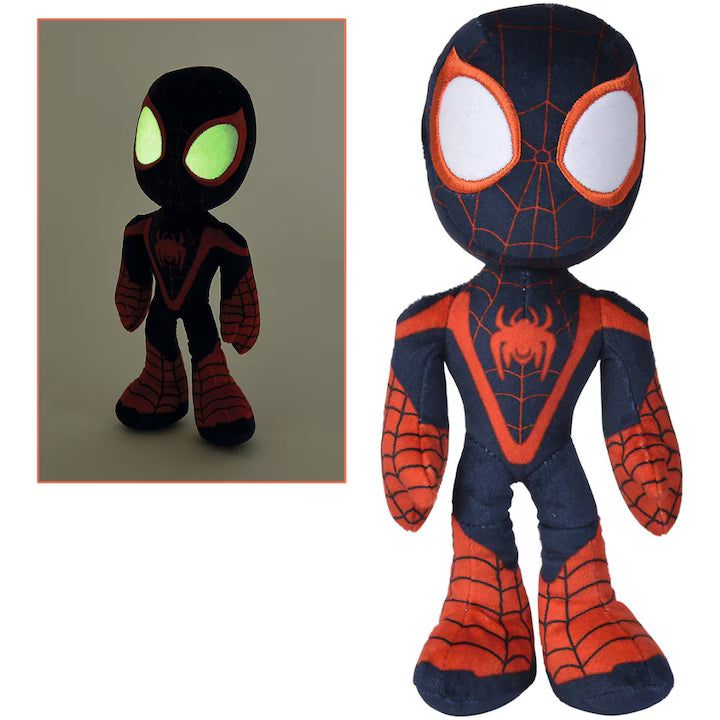Simba Toys Disney Marvel Miles Morales Plush Toy 25cm – Glow-in-the-Dark Eyes | Official Licensed
