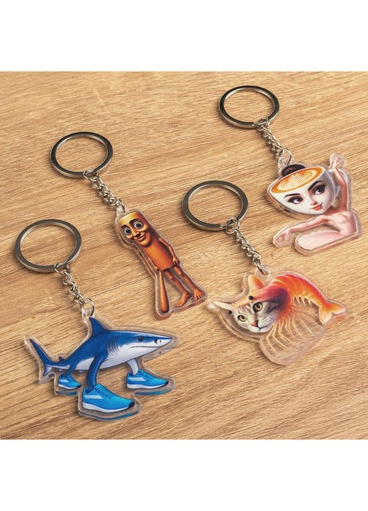 Italian Brainrot Keychain Figure Set 10cm – 4 Viral Meme Characters