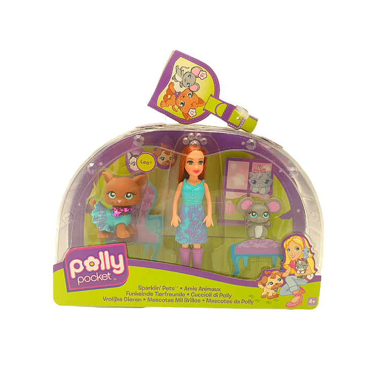 Mattel Polly Pocket Sparkling Pets 2008 L9815 – Lea Mini Doll & Collectible Pets