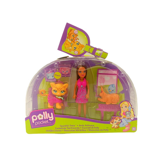 Mattel Polly Pocket Sparkling Pets 2008 L9816 – Shani Mini Doll & Collectible Pets