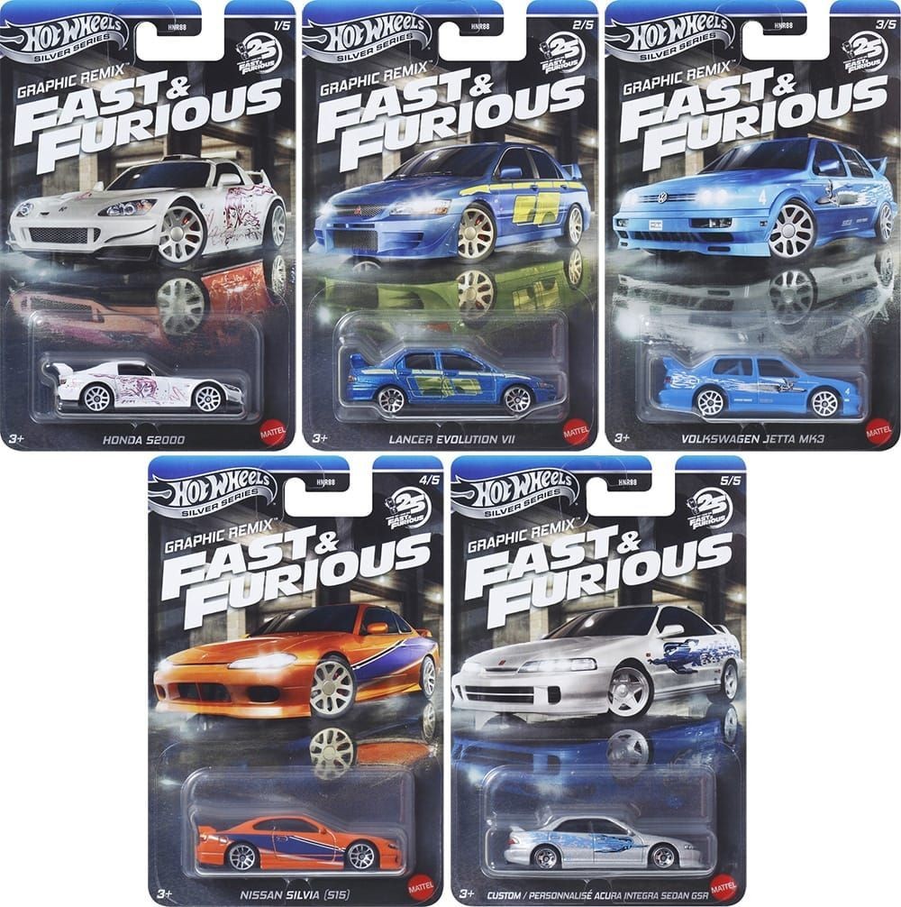 Hot Wheels Fast & Furious Graphic Remix Silver Series Die-Cast Cars | Choose Your Model/Set