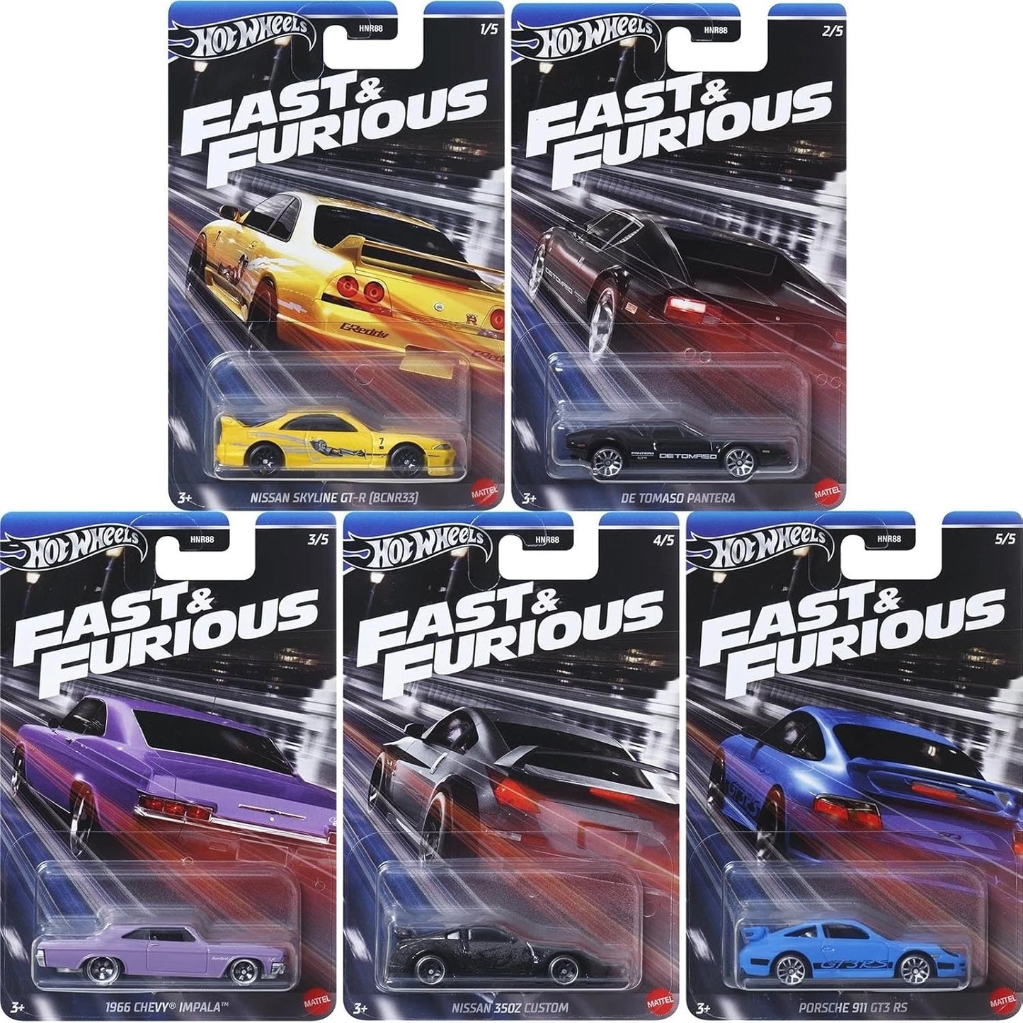 Hot Wheels 2024 Fast & Furious Full Set 5 Cars 1:64 HNR88 Collect