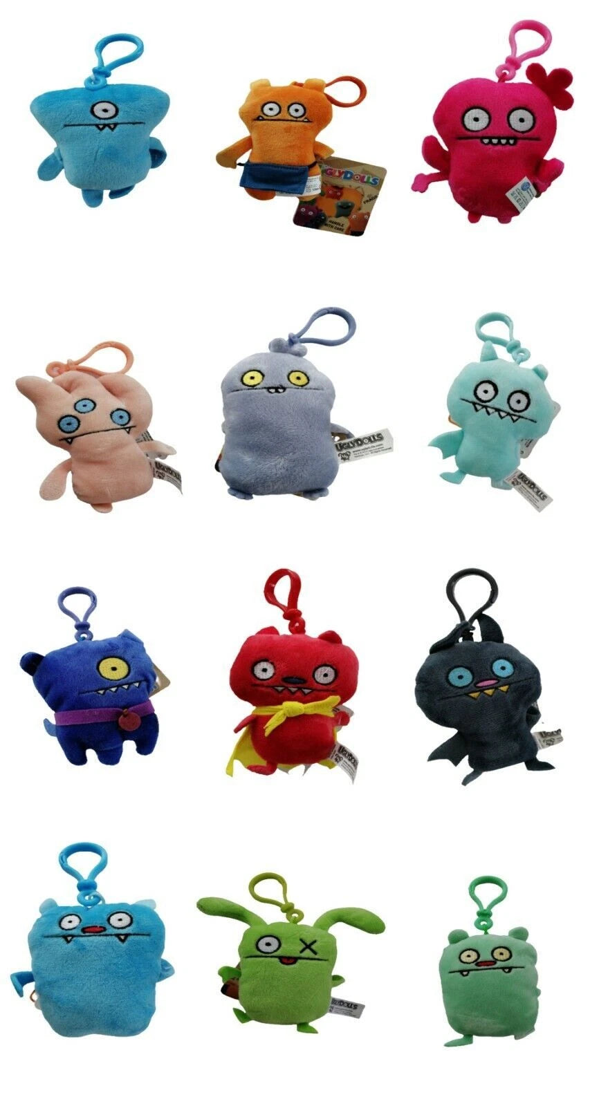 Ugly Dolls 4" Mini Plush Clip-On Keychain – 12 Assorted Collectible Characters
