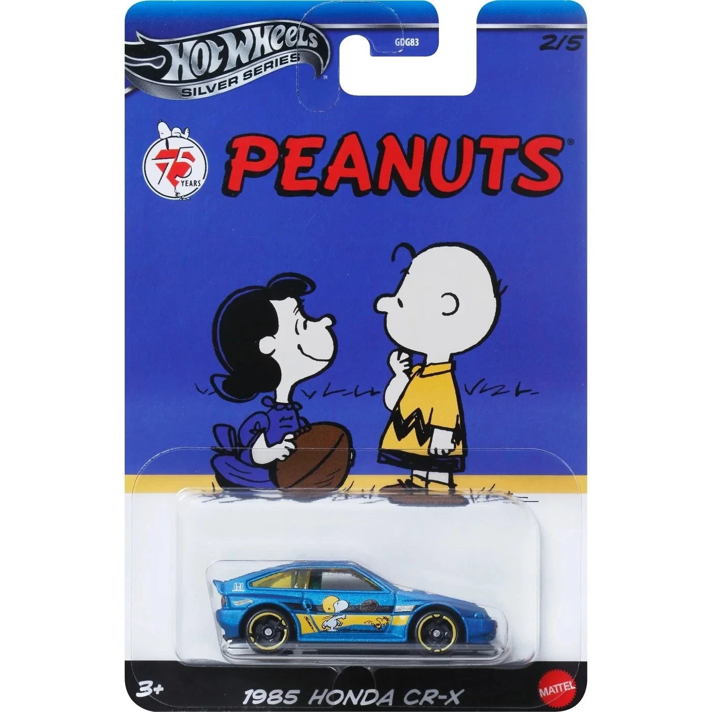2024 Hot Wheels Silver Series 75 Years Peanuts Diecast Car 1:64 1985 Honda CR-X