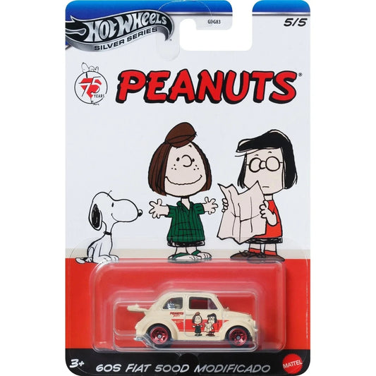 2024 Hot Wheels Silver Series 75 Years Peanuts Diecast Car 1:64 60s Fiat 500D Modificado