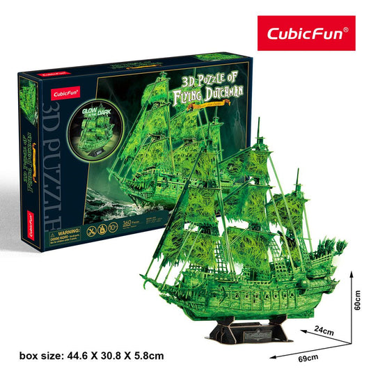 CubicFun 3D Puzzle Flying Dutchman – 360 Pieces Glow in the Dark Pirate Ship Model